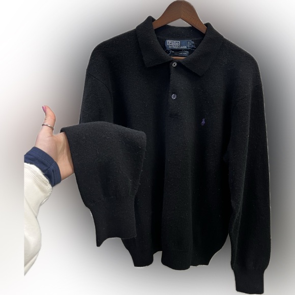 🖤 Ralph Lauren Men’s 100% Lambs Wool Polo Sweater 🐑✨